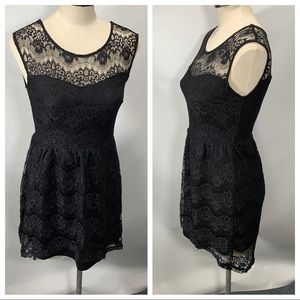 One Clothing Lace Mini skater Dress stretch lace
